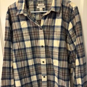 L.L. Bean Women’s Scotch Plaid Flannel Shirt, Regular Relaxed in Indigo Tartan